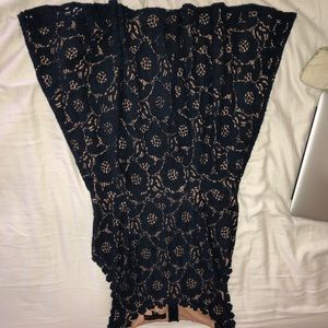 City studio floral designed nude and navy dress